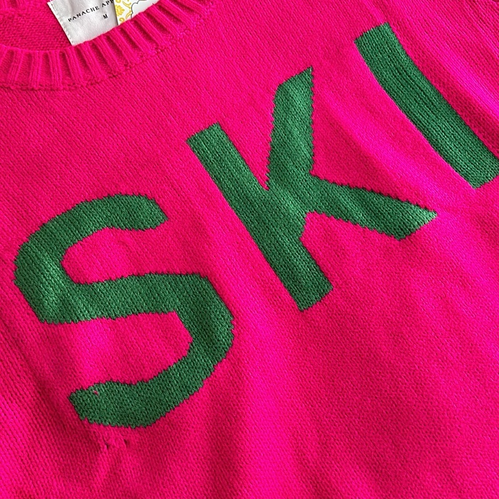 NWT Panache Apparel Hot Pink “SKI” Sweater - Picture 7 of 16